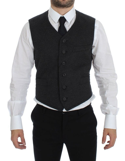 Elegante grijze wolmix jurk vest