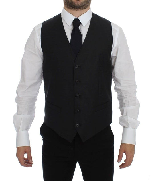 Elegante grijze wolmix jurk vest