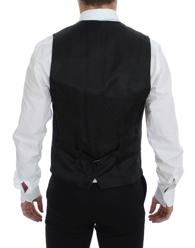 Elegante zwarte wollen formele jurk vest