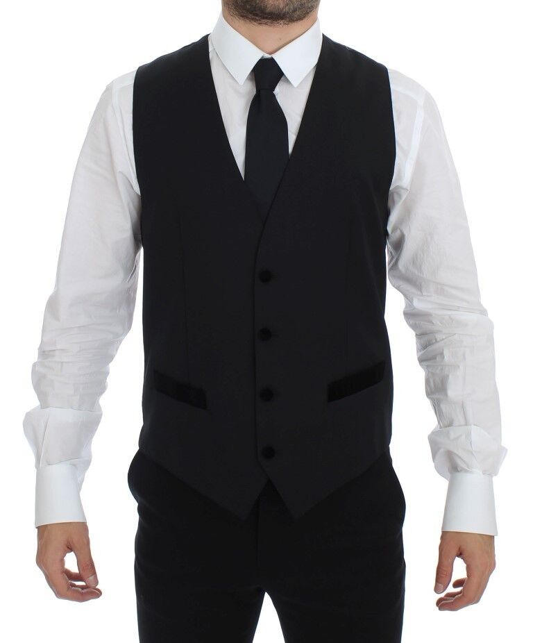 Elegante zwarte wollen formele jurk vest