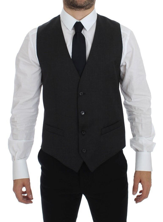 Elegante grijze wollen formele jurk vest