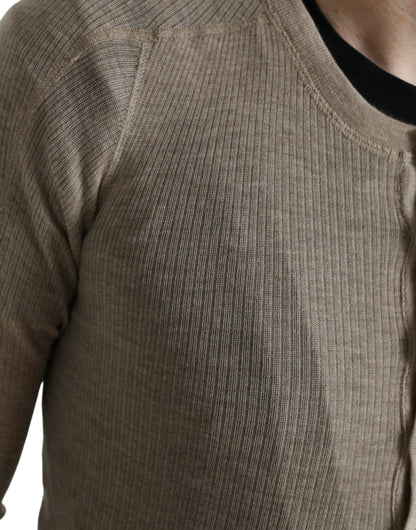 Elegante beige Henley kasjmiertrui