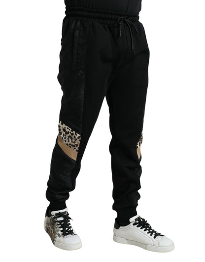 Elegante zwarte luipaard joggingbroek