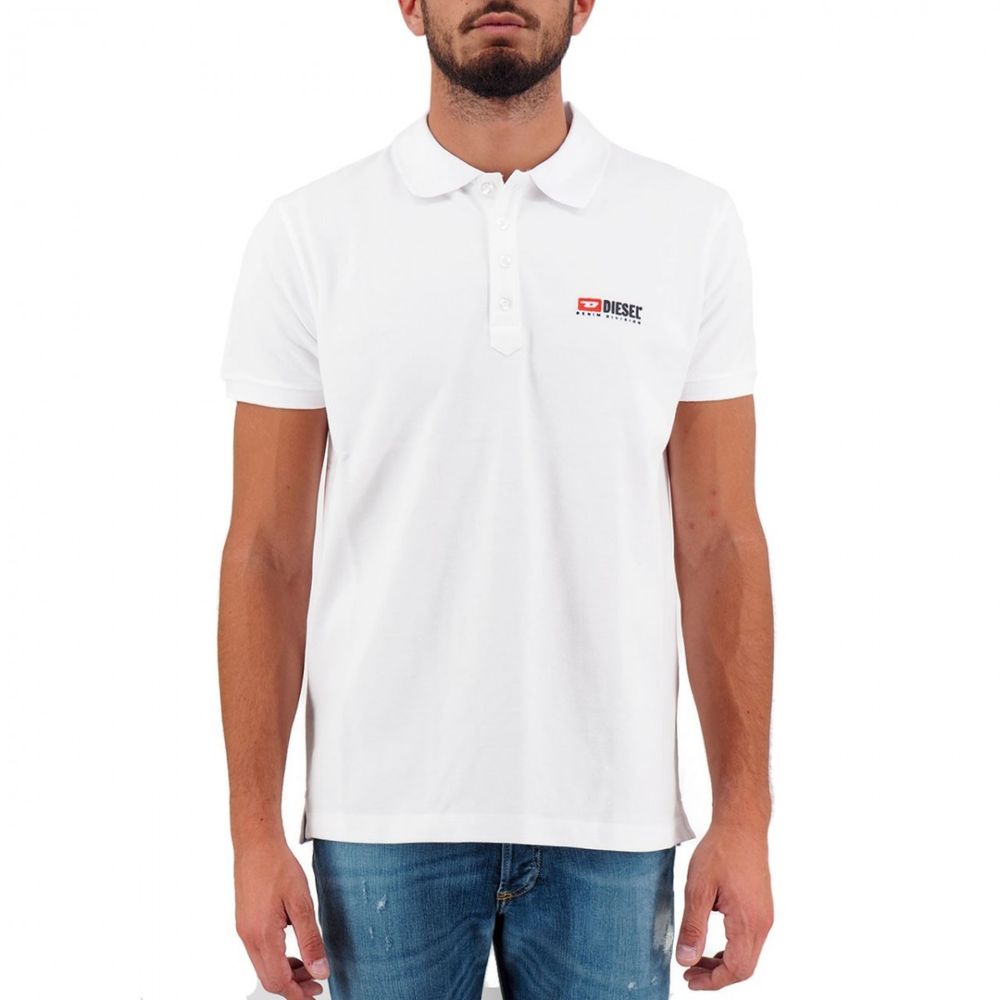 Elegante witte katoenen poloshirt met contrasterend logo