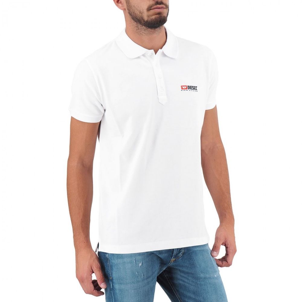 Elegante witte katoenen poloshirt met contrasterend logo