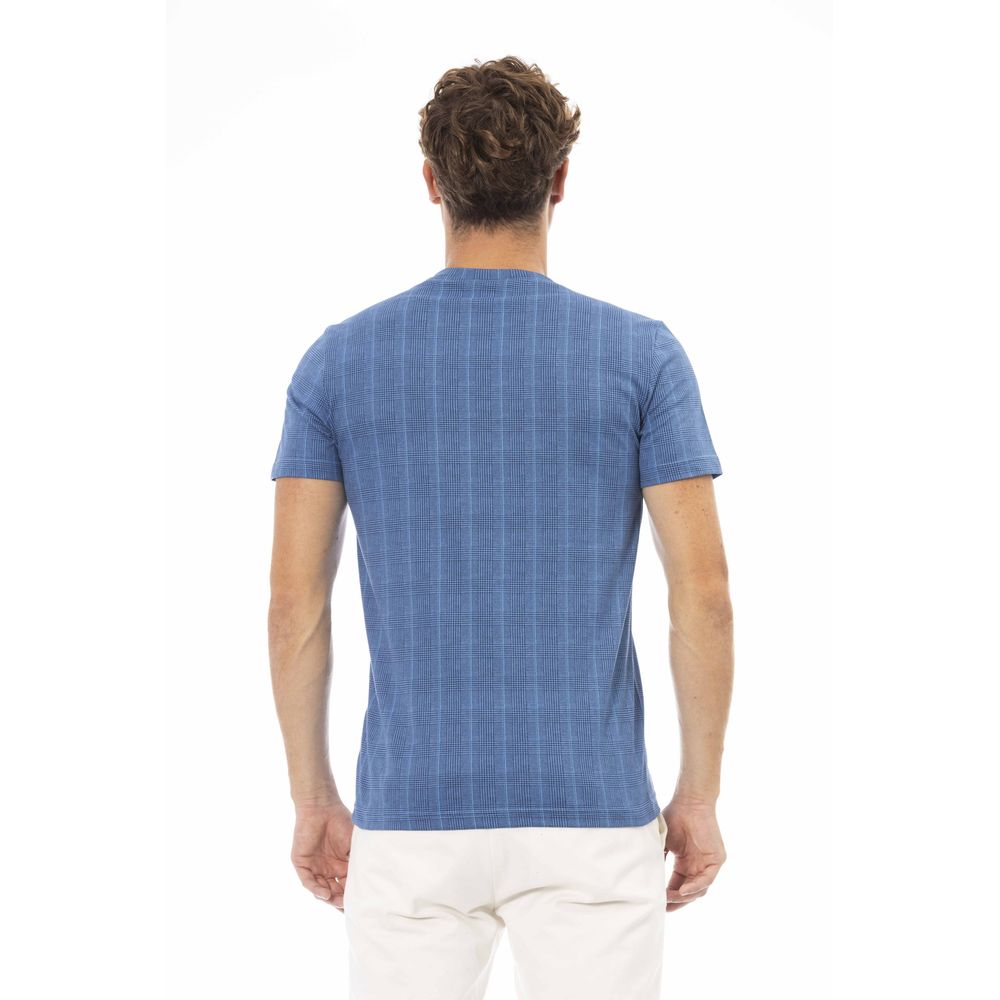 Blue Cotton Men T-Shirt