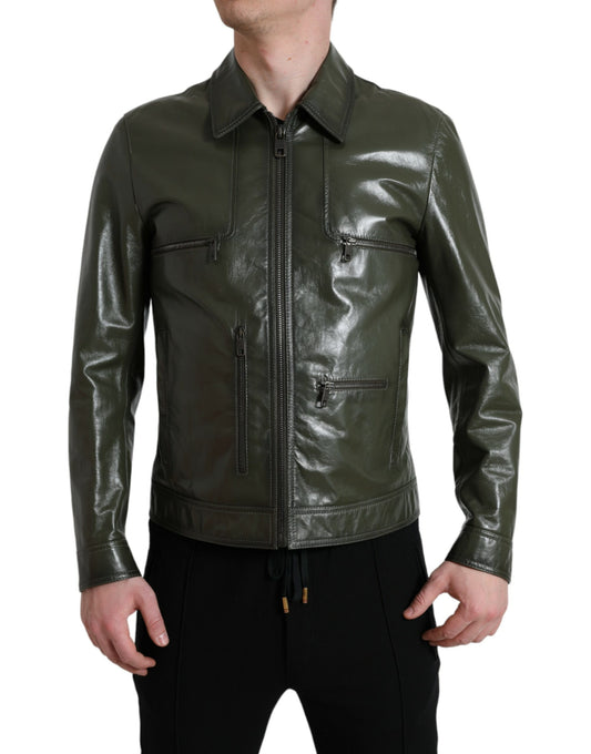 Emerald Elegance leren bikerjack