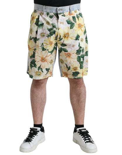 Veelkleurige katoenen Bermudashorts met bloemenmotief