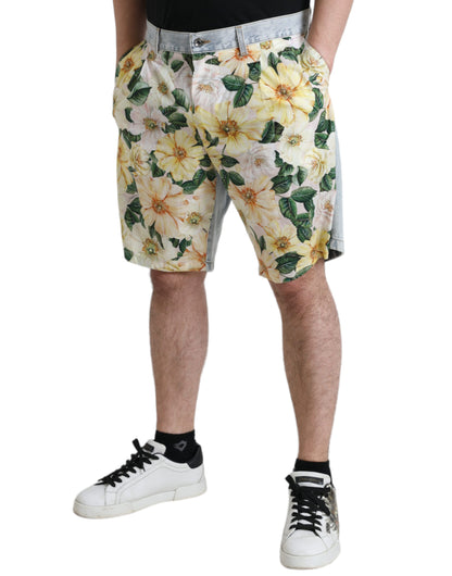 Veelkleurige katoenen Bermudashorts met bloemenmotief