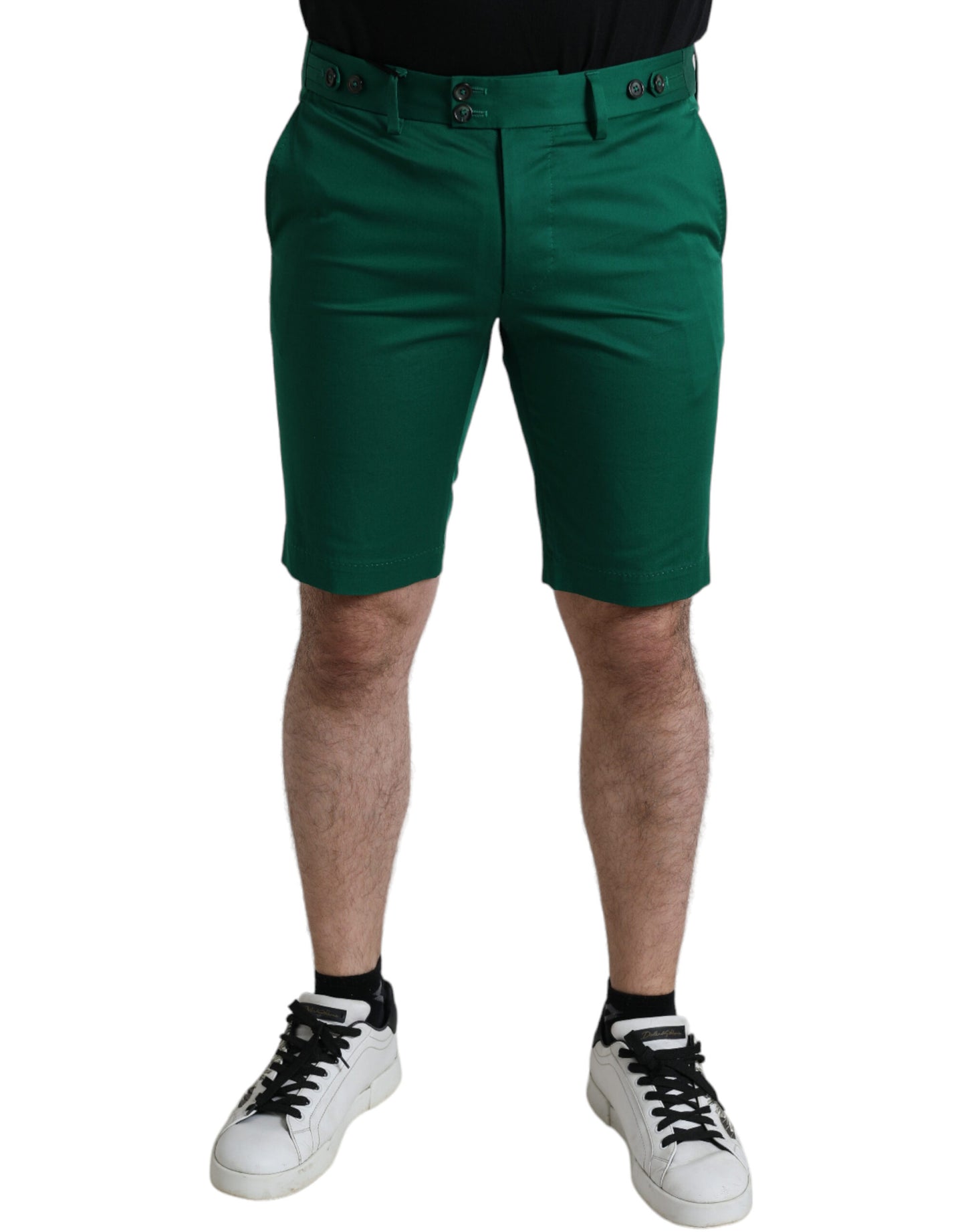 Elegante diepgroene katoenen Bermudashorts