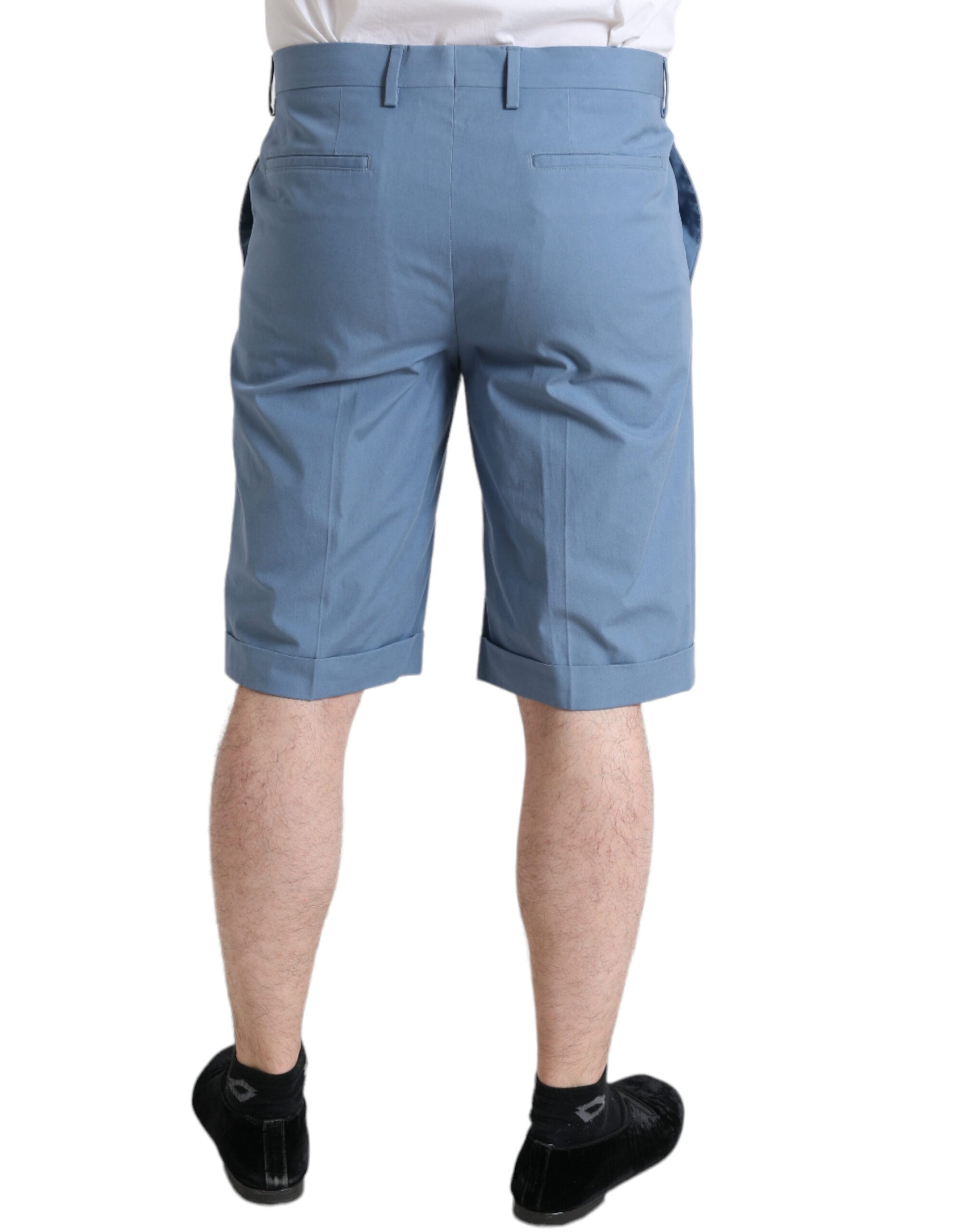 Hemelsblauwe katoenen Bermudashorts