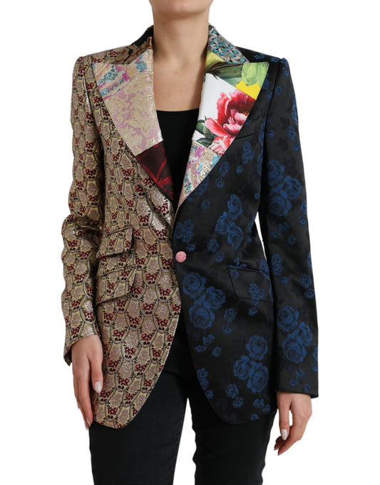 Elegante veelkleurige patchworkblazer