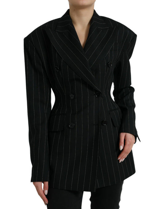 Elegante gestreepte maagdelijke wollen blazer