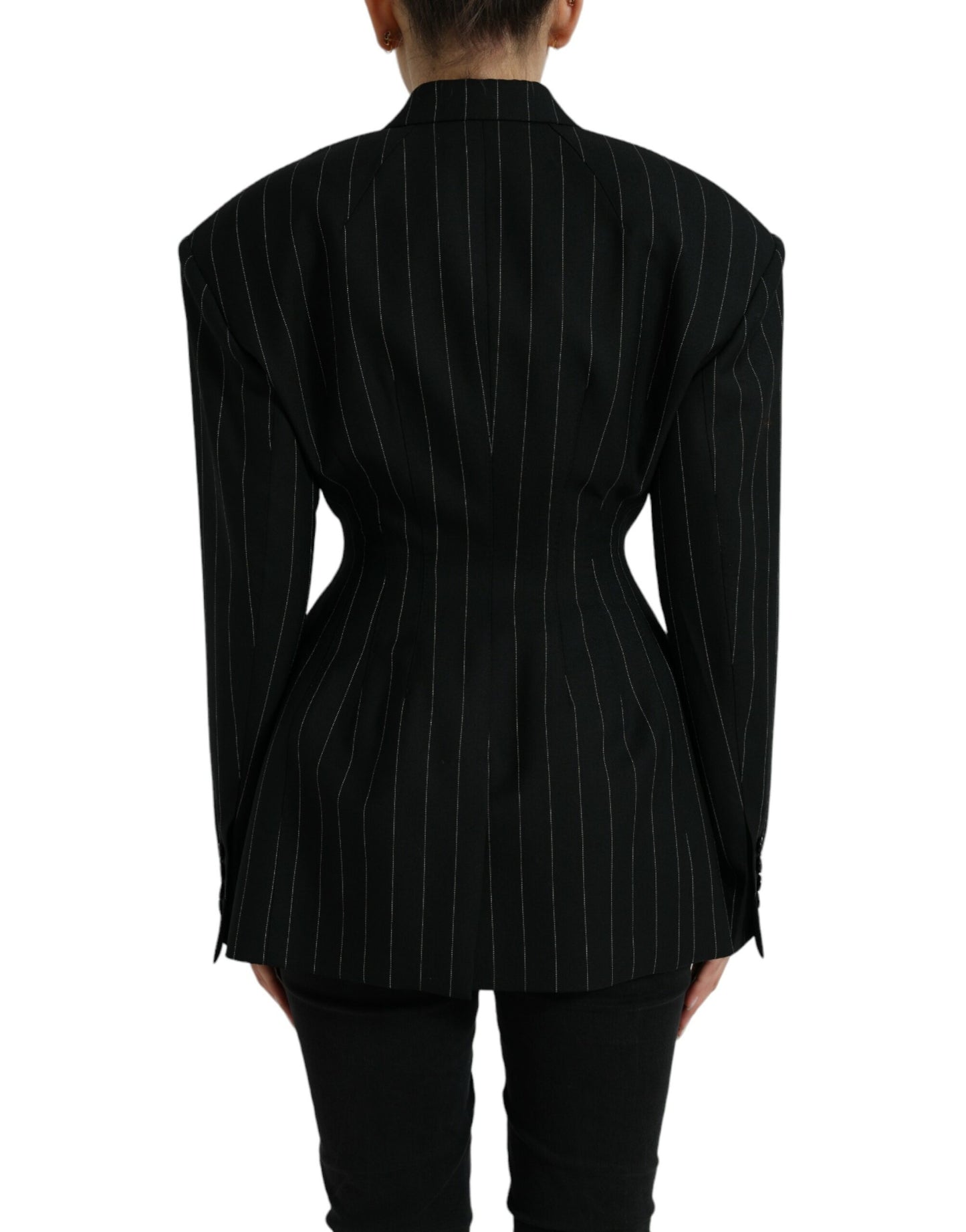 Elegante gestreepte maagdelijke wollen blazer