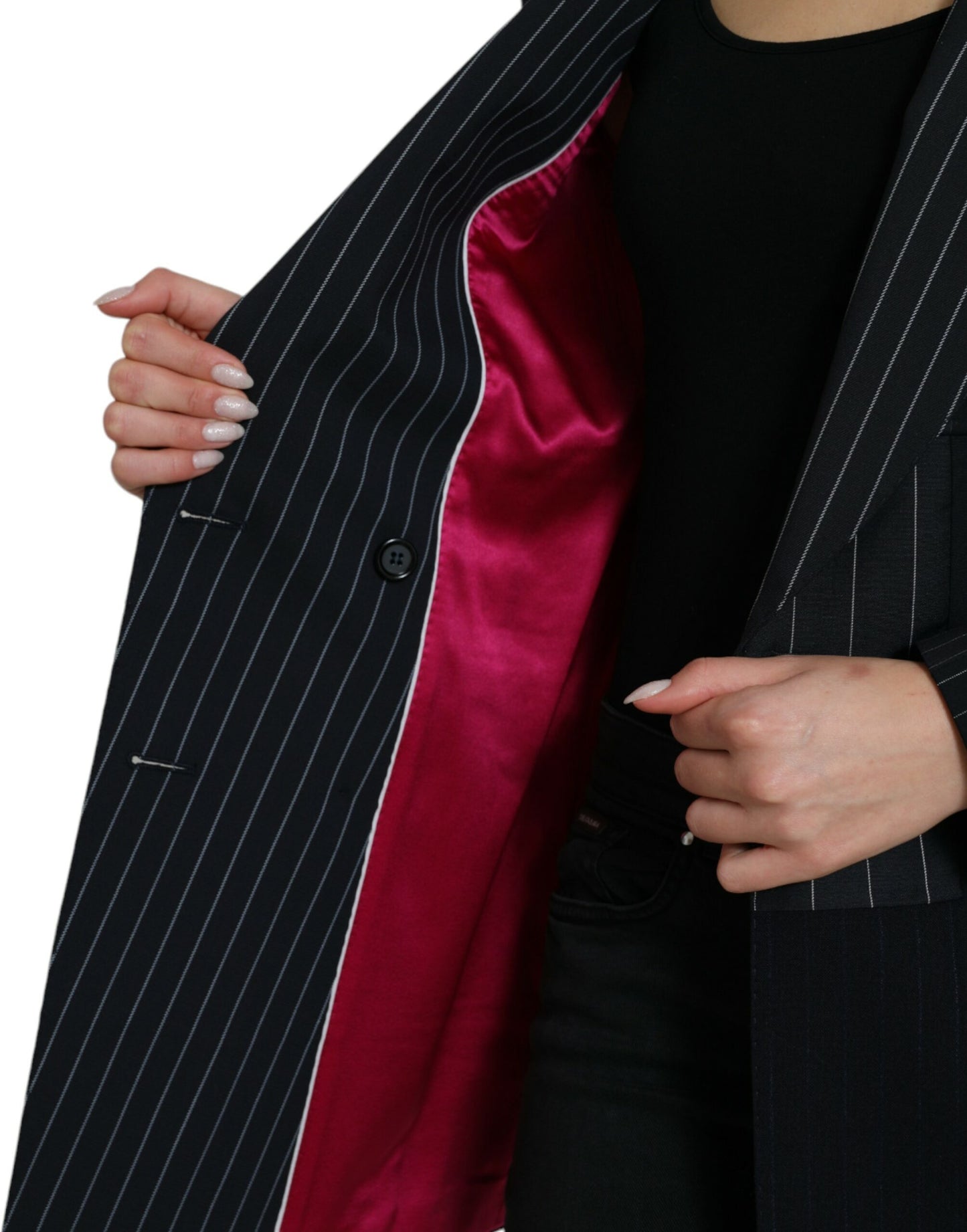 Elegante gestreepte maagdelijke wollen blazer