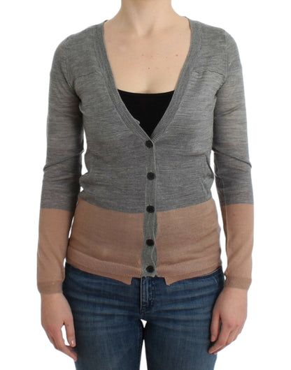 Elegante grijze cardigan van acryl en wol