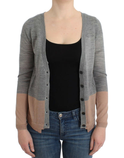 Elegante grijze cardigan van acryl en wol