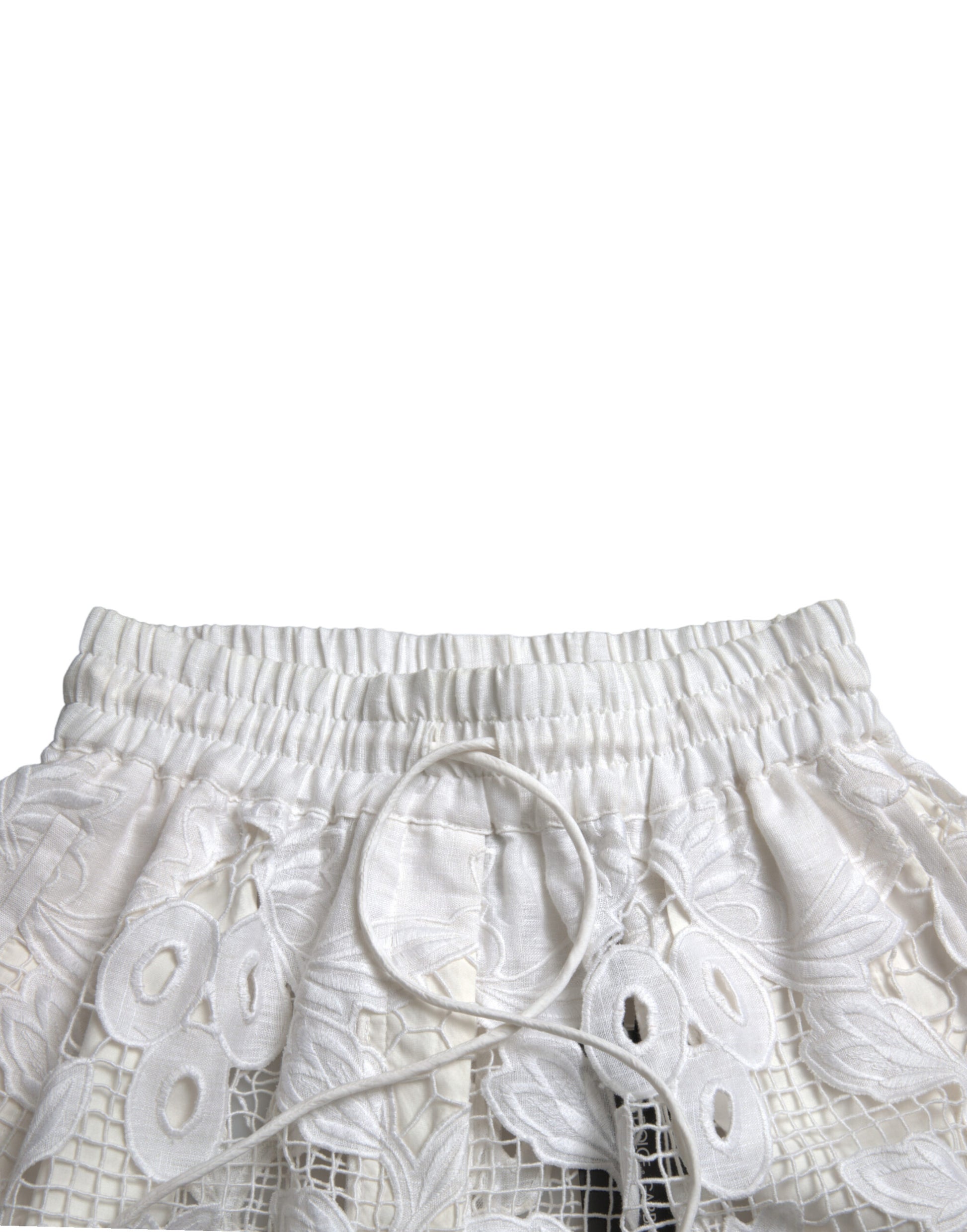 Chique high-waisted kanten shorts in puur wit