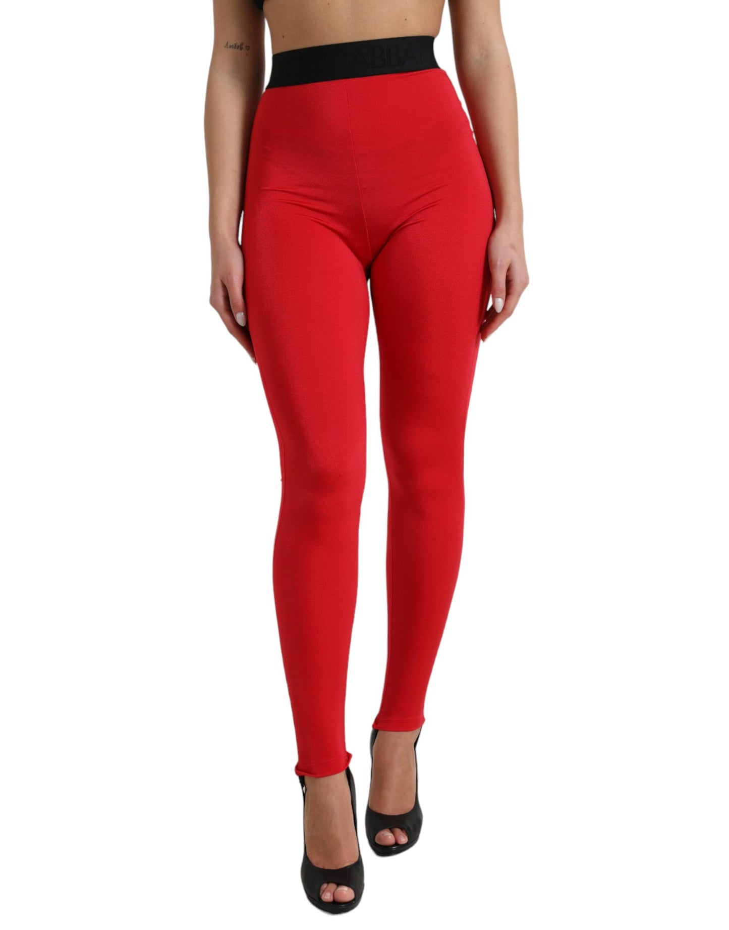 Elegante rode legging met hoge taille