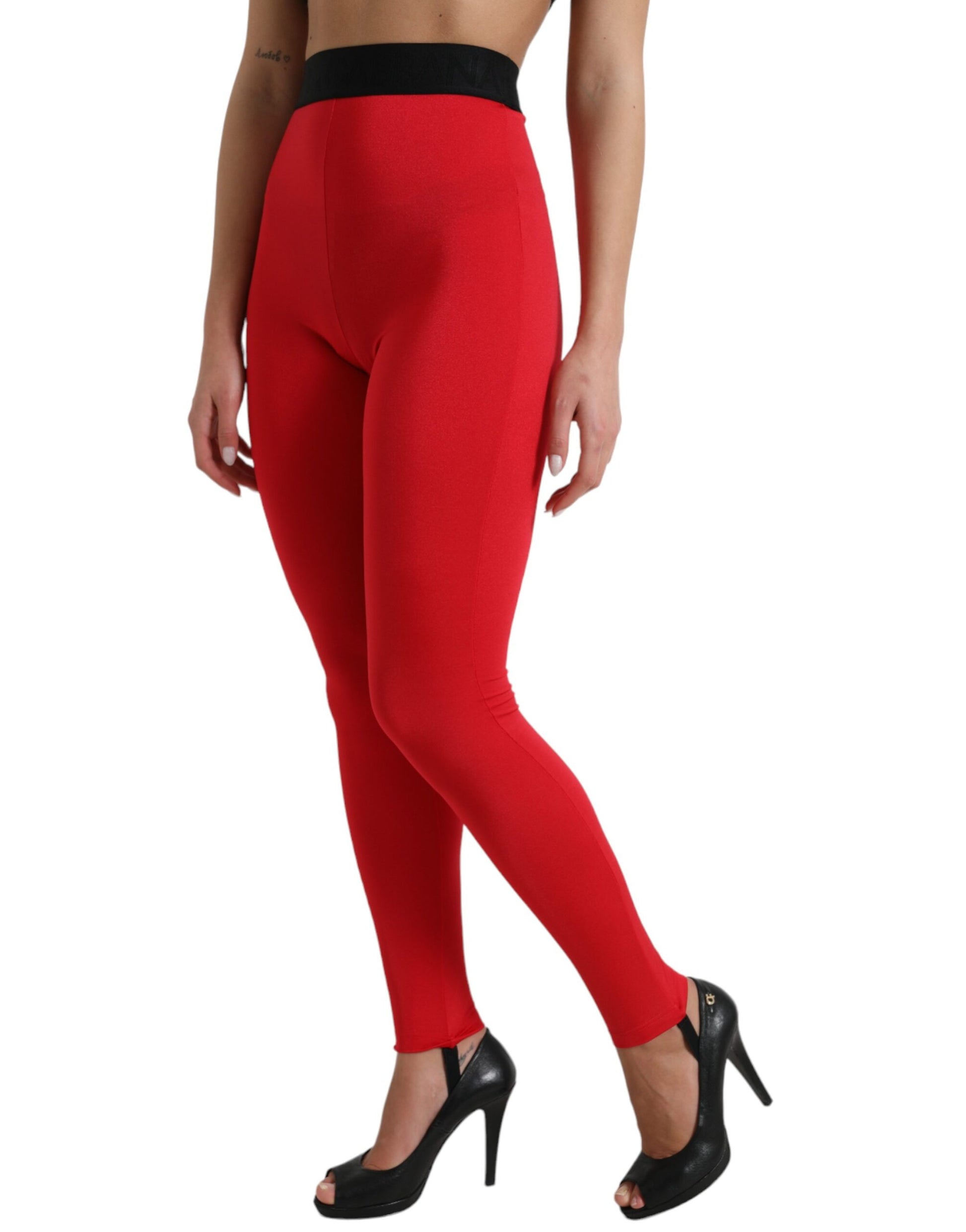 Elegante rode legging met hoge taille