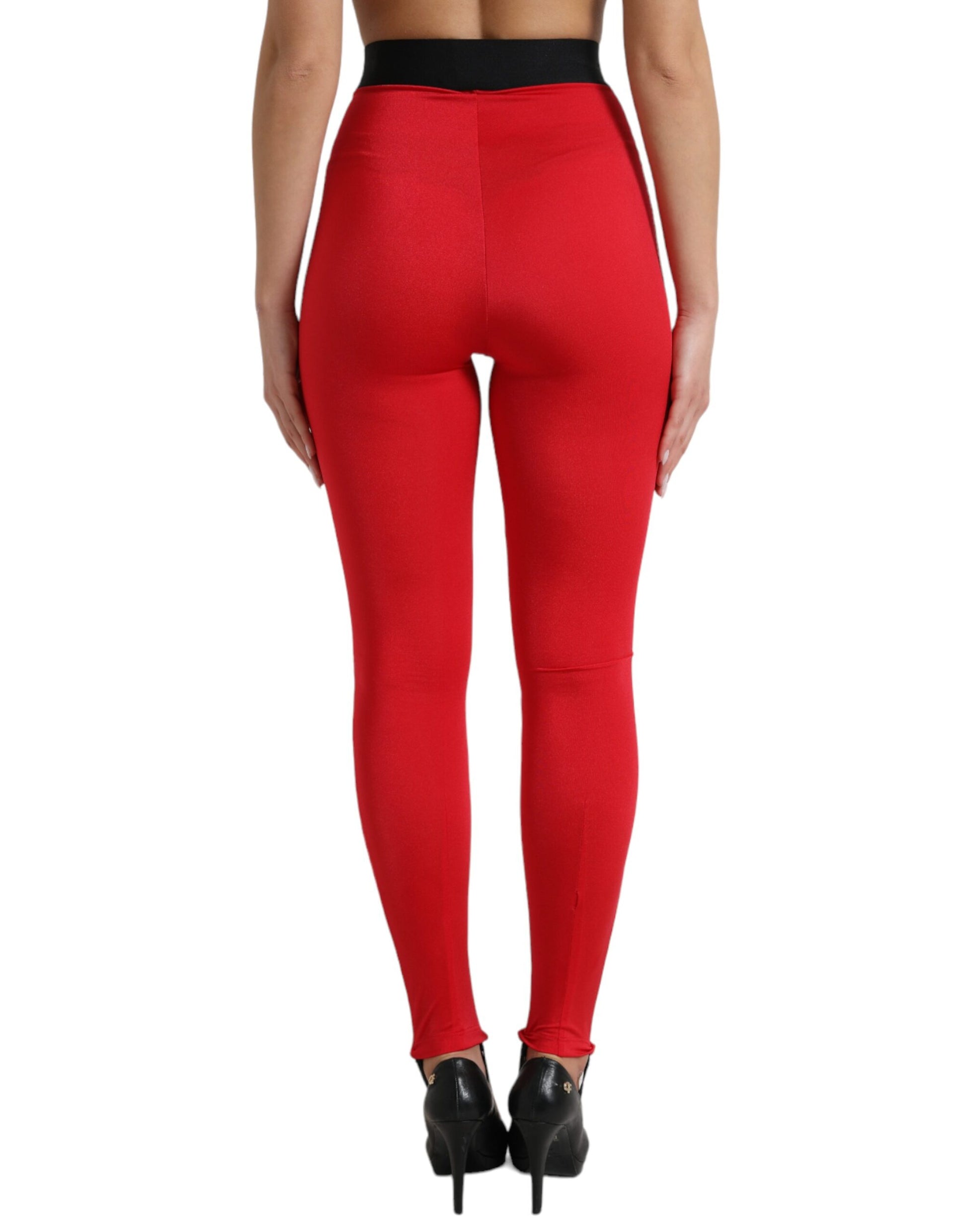 Elegante rode legging met hoge taille