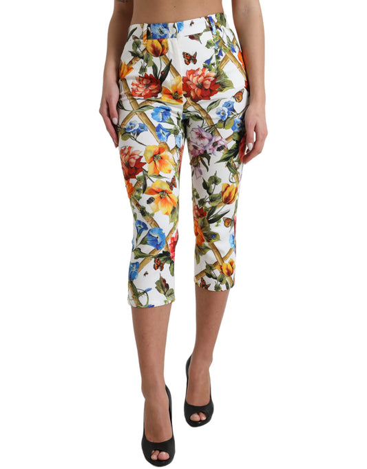 Bloemen hoge taille cropped mode broek