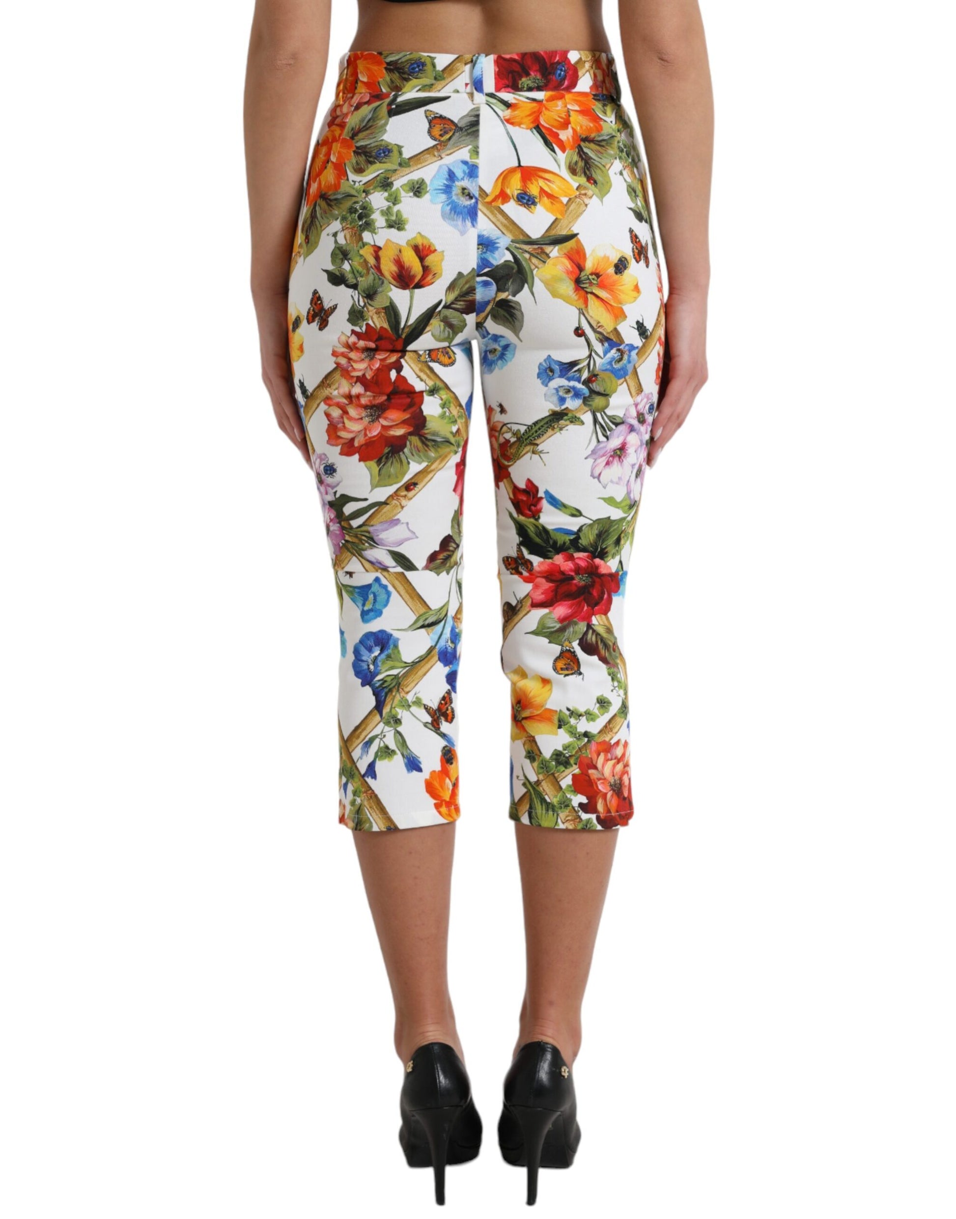 Bloemen hoge taille cropped mode broek