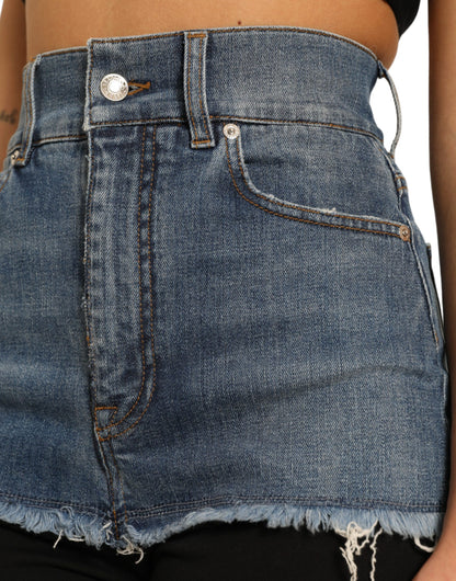 Chique skinny broek met hoge taille en denim shorts