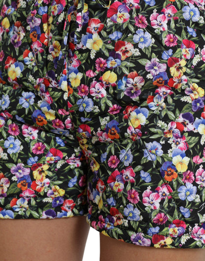 Levendige hoge taille bloemen shorts