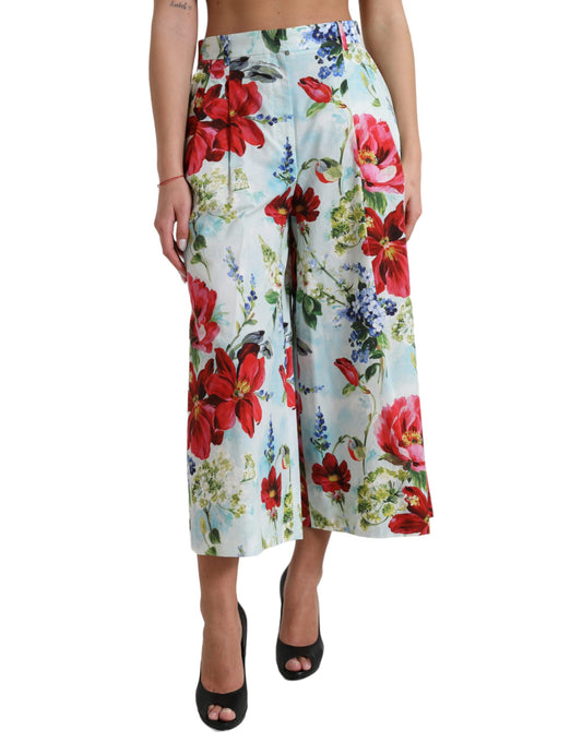 Bloemen hoge taille wijde broek