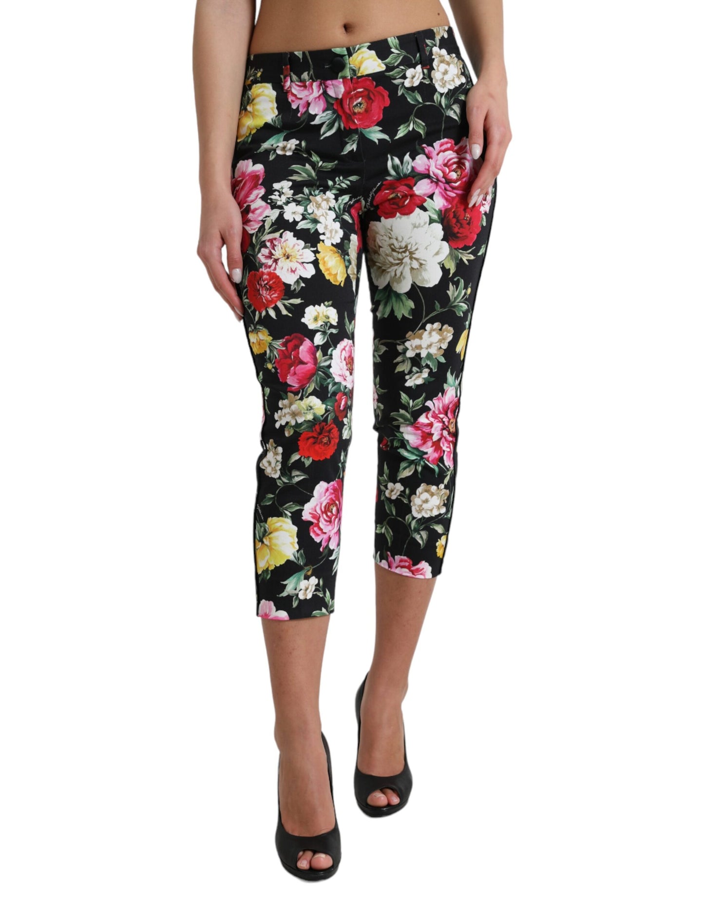 Elegante bloemen mid waist cropped broek