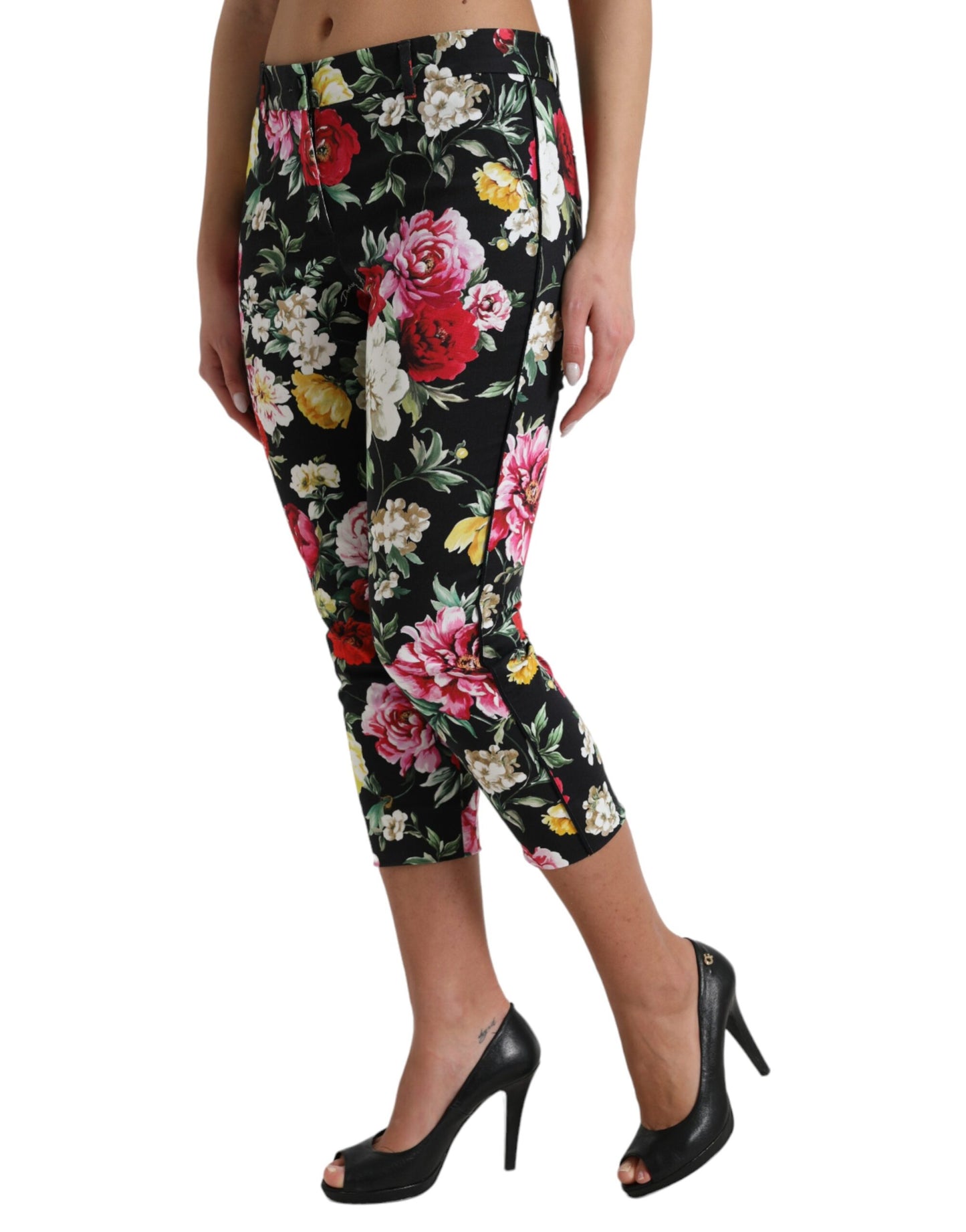 Elegante bloemen mid waist cropped broek