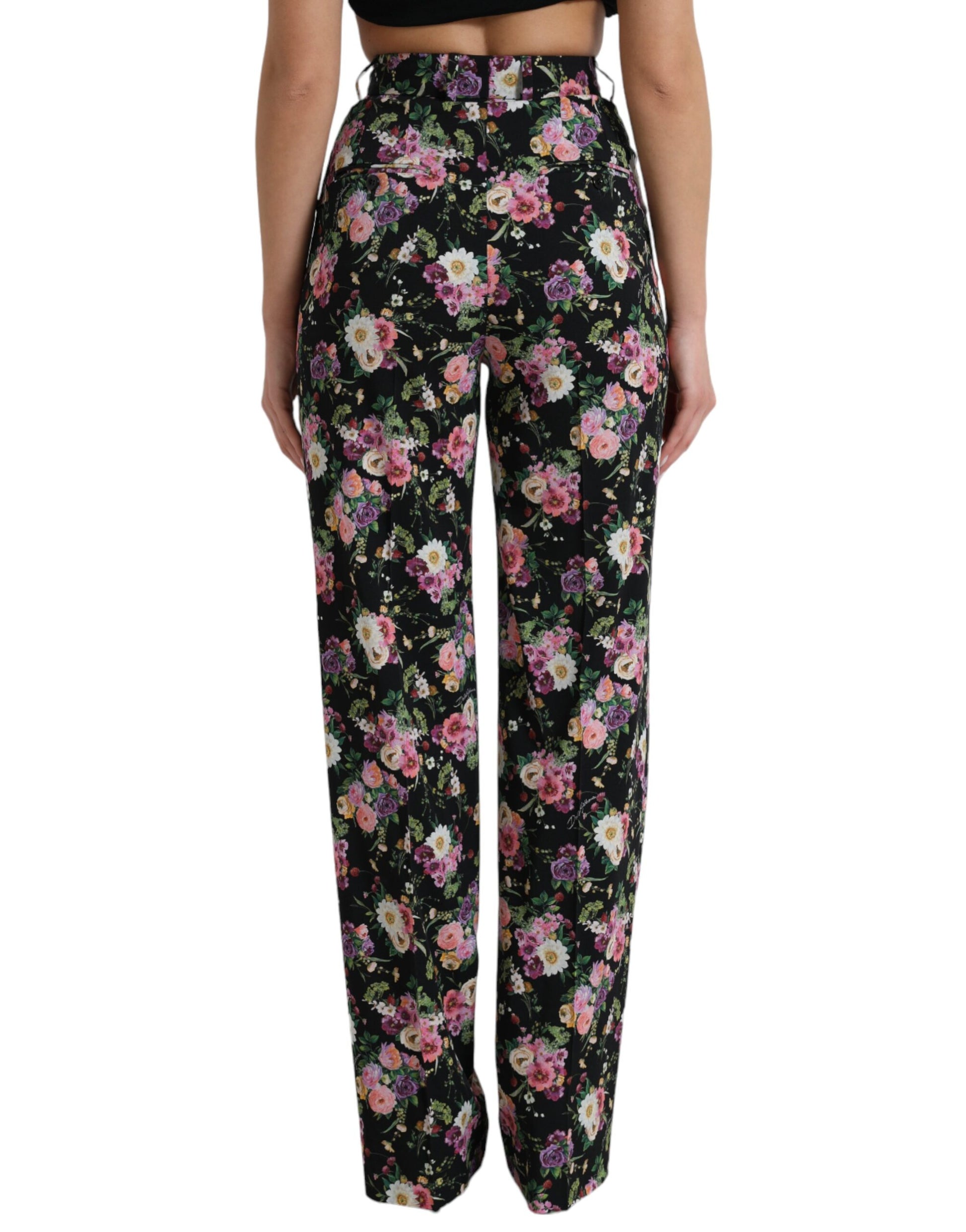 Bloemen hoge taille wijde broek