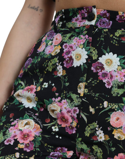 Bloemen hoge taille wijde broek