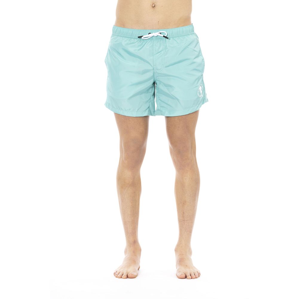 Light Blue Polyester Men Swim Short