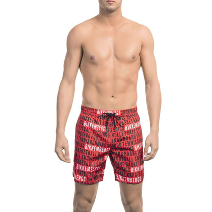 Rode polyester heren zwemshort