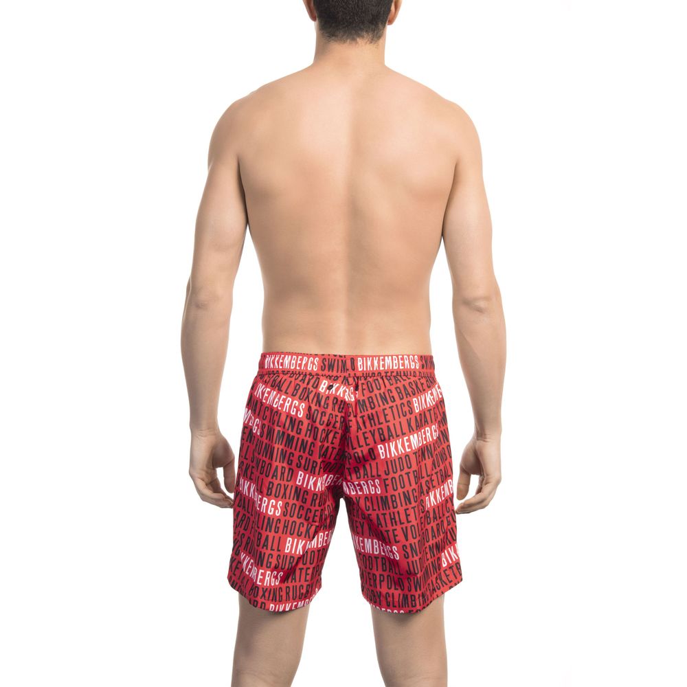 Rode polyester heren zwemshort