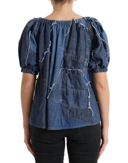 Elegant Cotton Denim Blouse Top