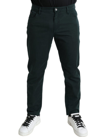 Elegante groene skinny katoenen jeans