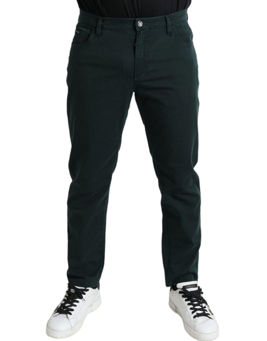 Elegante groene skinny katoenen jeans