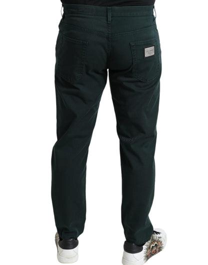 Elegante groene skinny katoenen jeans