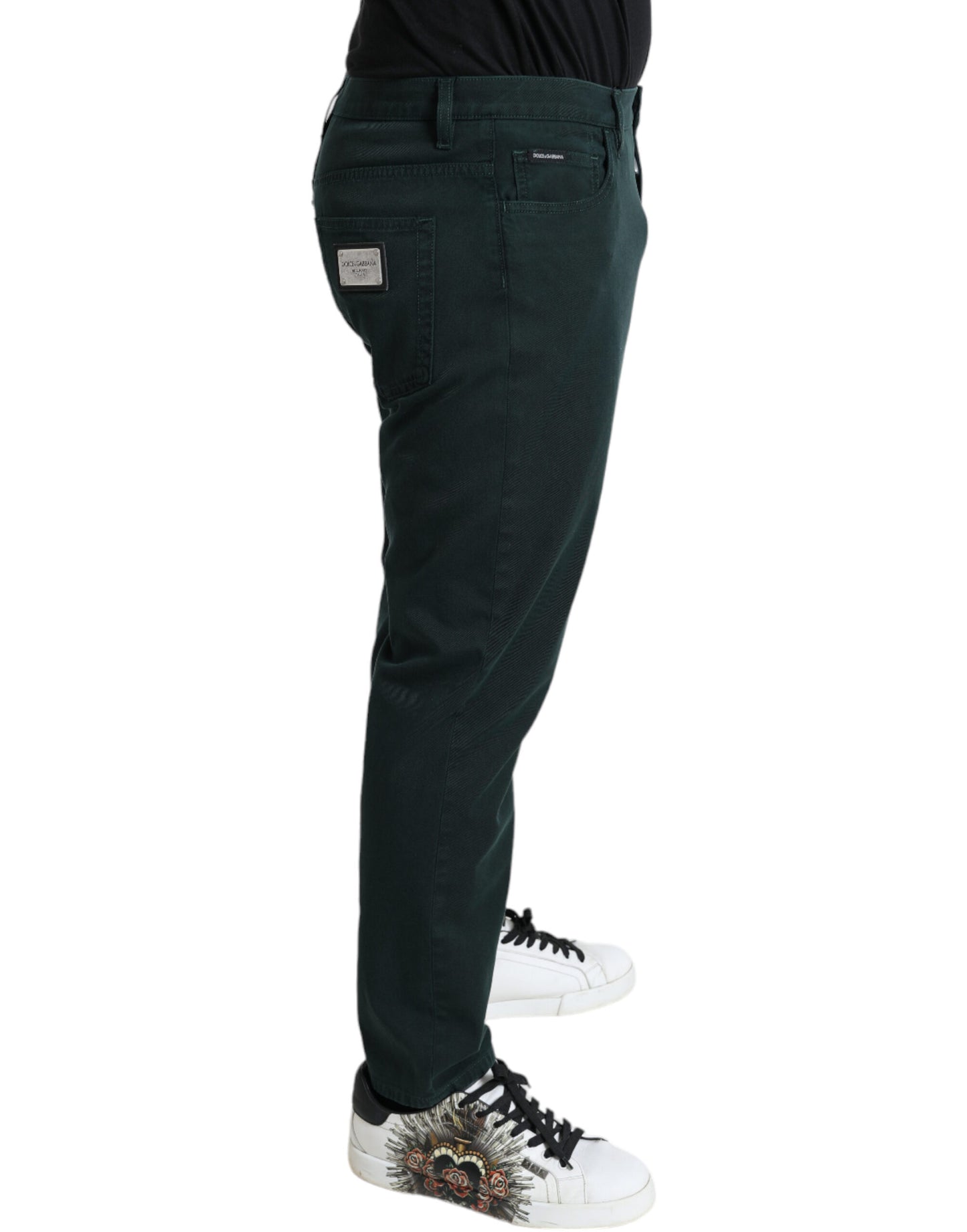 Elegante groene skinny katoenen jeans