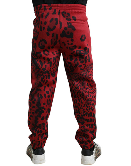 Elegante luipaardprintjoggingbroek in rood en zwart