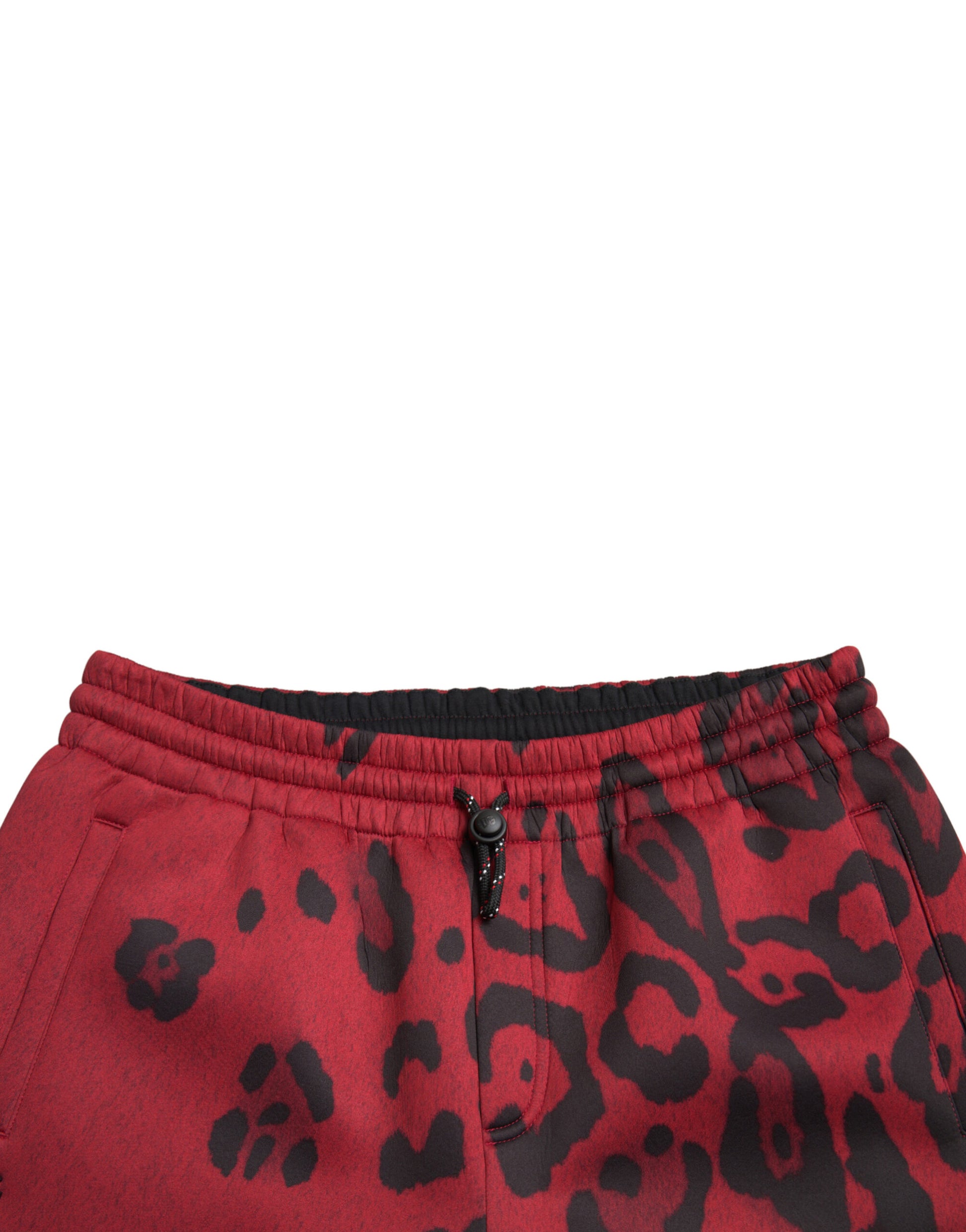 Elegante luipaardprintjoggingbroek in rood en zwart