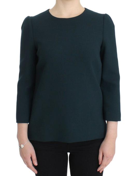 Enchanted Sicily Groene Wol Zijde Blend Blouse