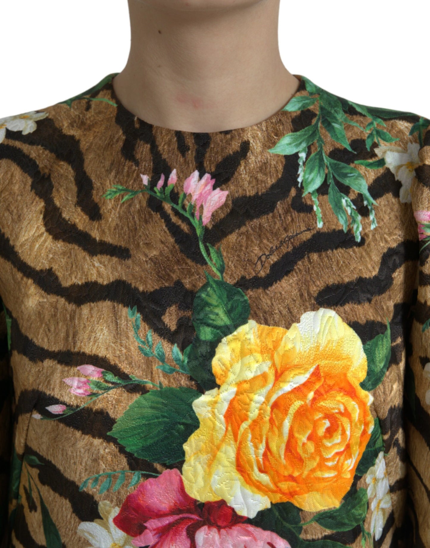 Mini-shiftjurk met dieren- en bloemenprint