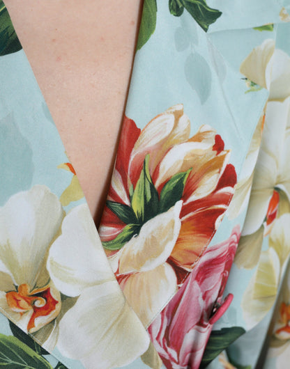 Elegante zijden trenchcoat met bloemenmotief