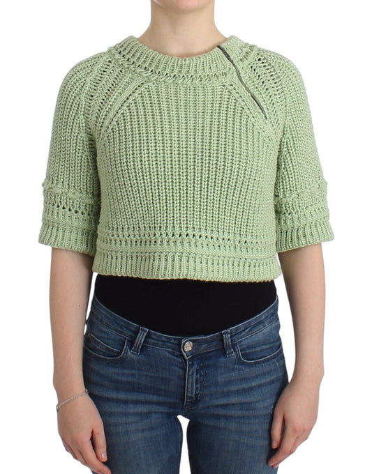 Chique groene cropped katoenen trui