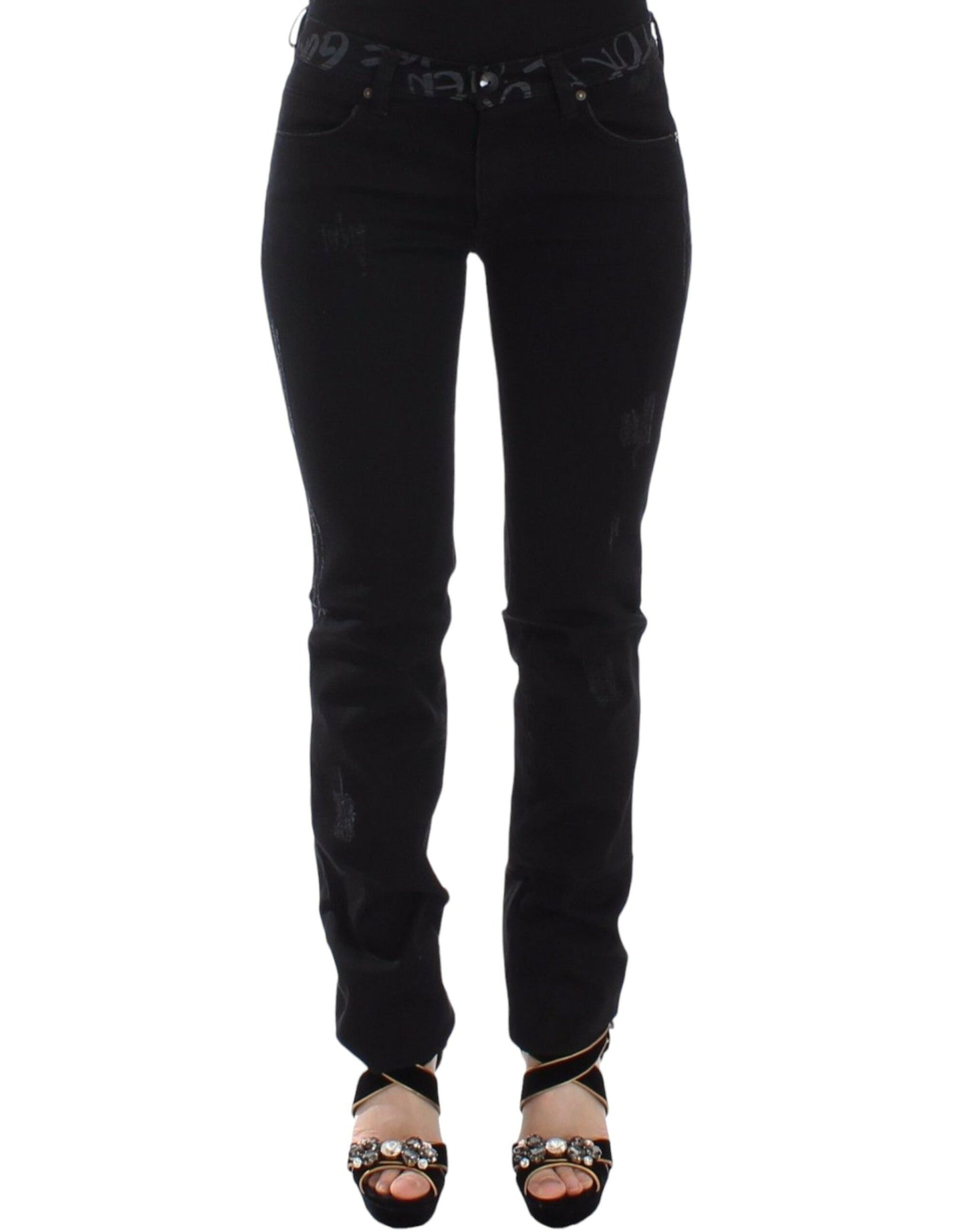 Chique zwarte skinny statement jeans