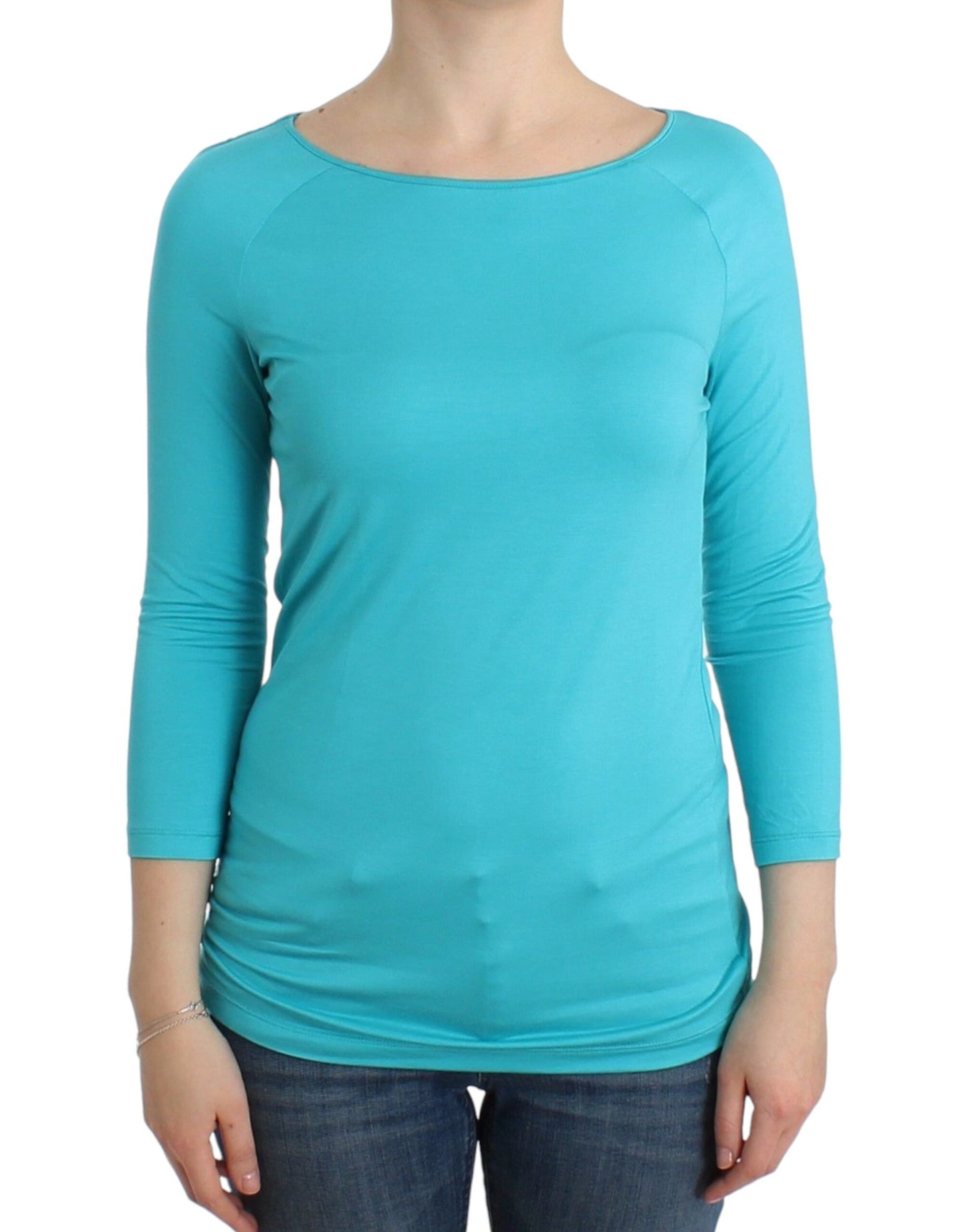 Elegante blauwe modalmix top